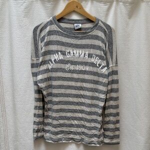 Alpha Gamma Delta AGD Heather Gray Long Sleeve Spirit Jersey, oversized XS